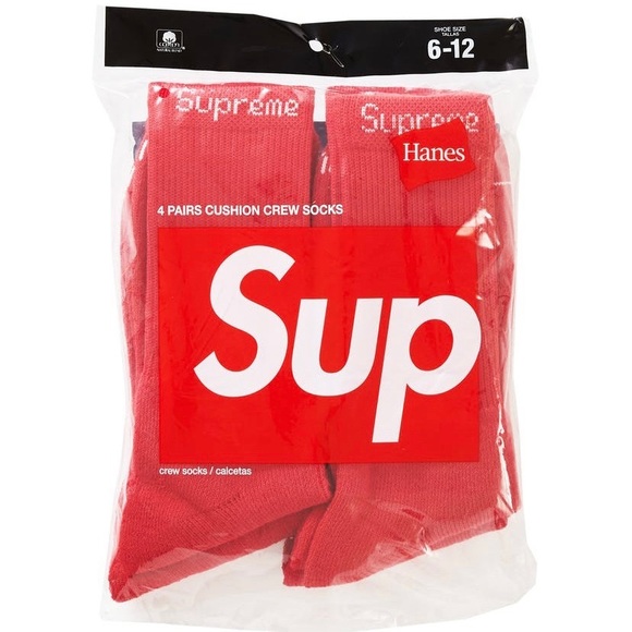 Supreme x Hanes red crew socks - Picture 3 of 4